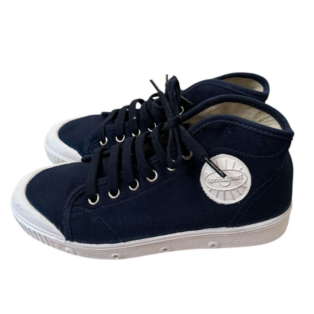 Spring Court B2 Women's Navy White Vegan Canvas Tennis Shoes Sneakers  37